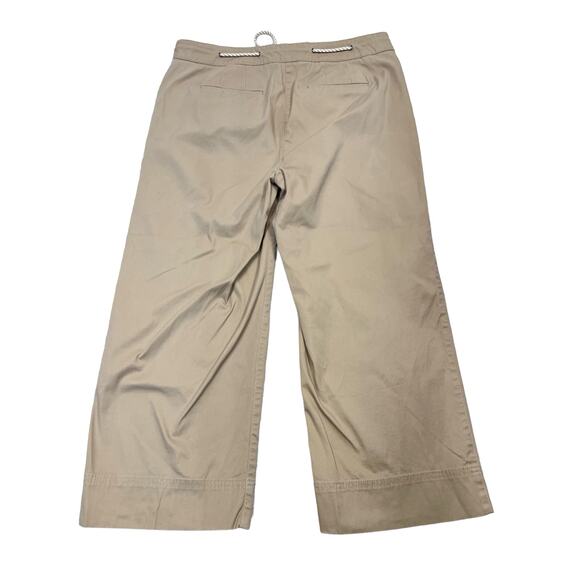 Talbots Pants Khaki Wide Leg Crop 10 Summer Beach Vibes, Drawstring Waistband - Picture 3 of 14